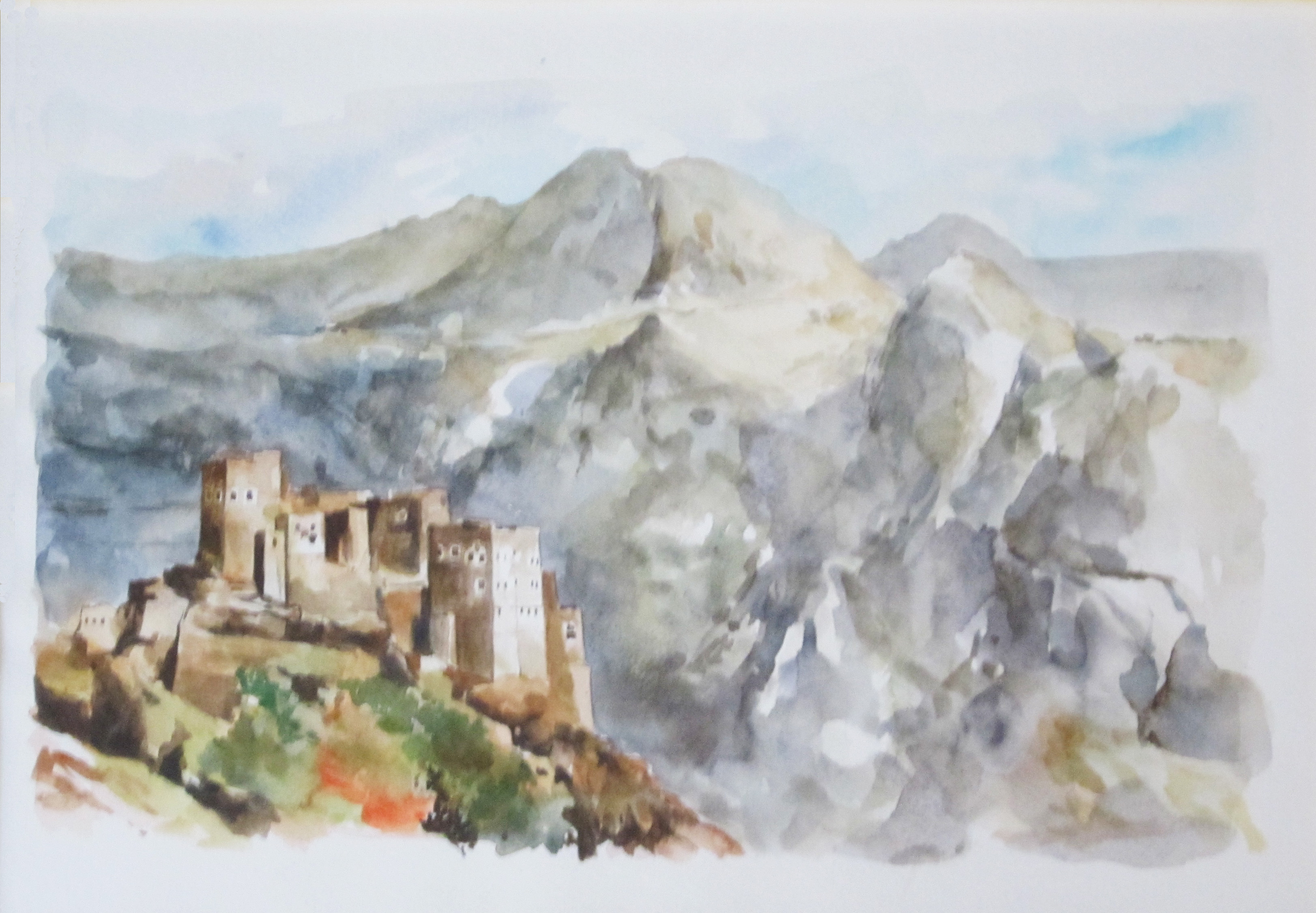 Quadro do Iêmen em aquarela